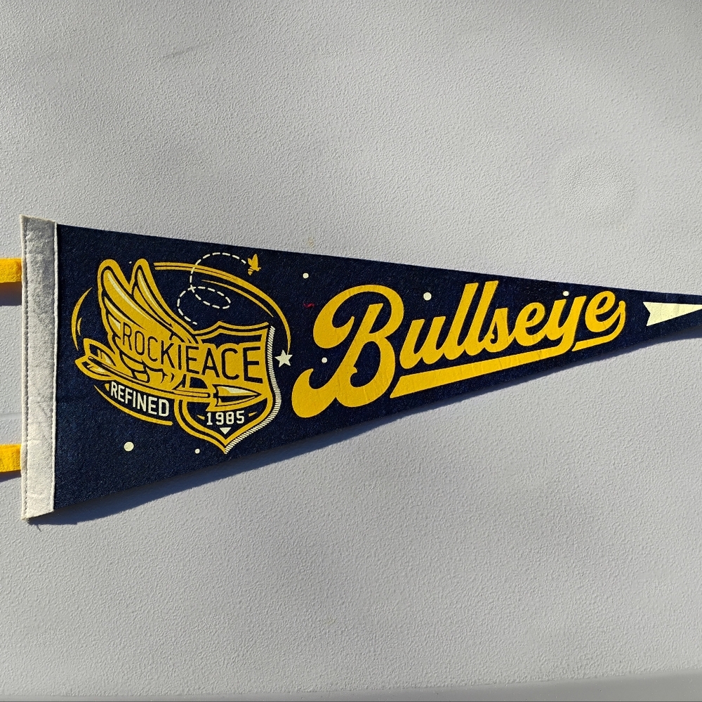 Vintage Blue and Yellow Rocket Race Pennant